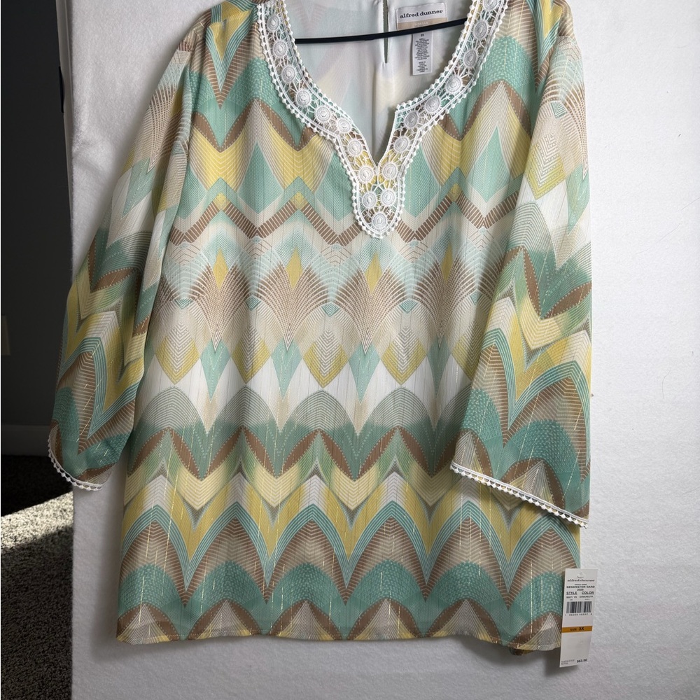 Alfred Dunner Pastel Chevron Tunic Women's Top 3XL